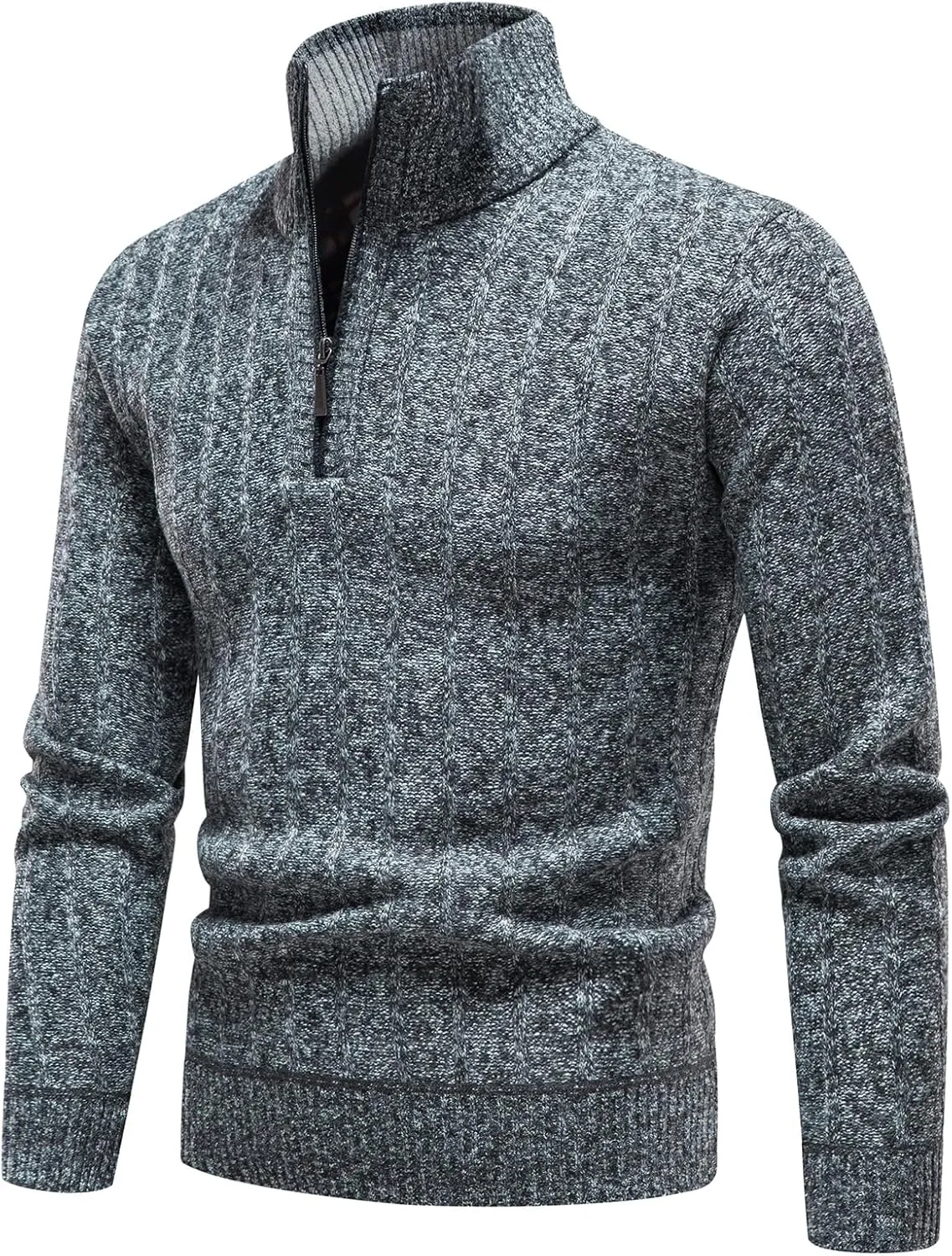 Lamgool Men's 1/4 Zip Pullover Polo Knit Sweater Casual Warm Fall Winter Spring