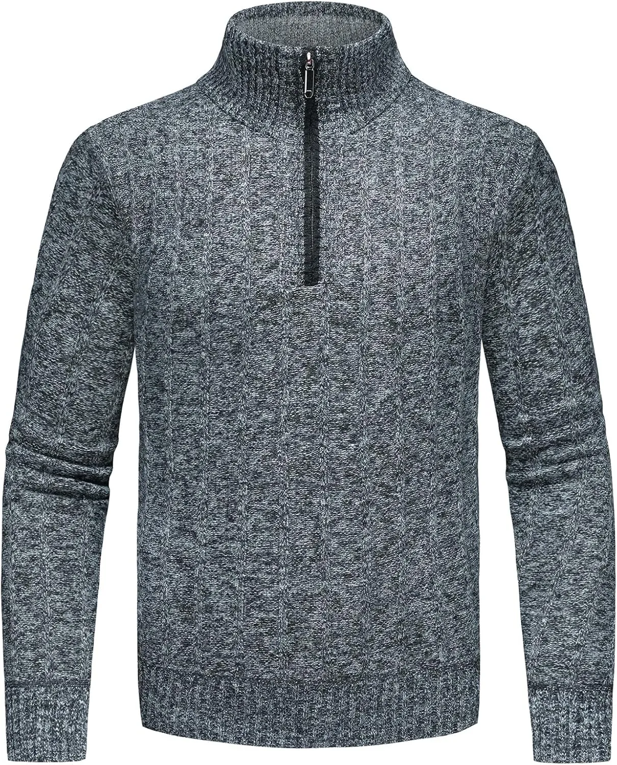 Lamgool Men's 1/4 Zip Pullover Polo Knit Sweater Casual Warm Fall Winter Spring