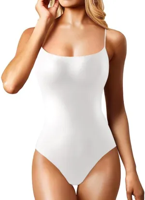 LCNBA Women's Spaghetti Strap Bodysuit Double Lined Sleeveless Thong Camisoles Bodysuit Top