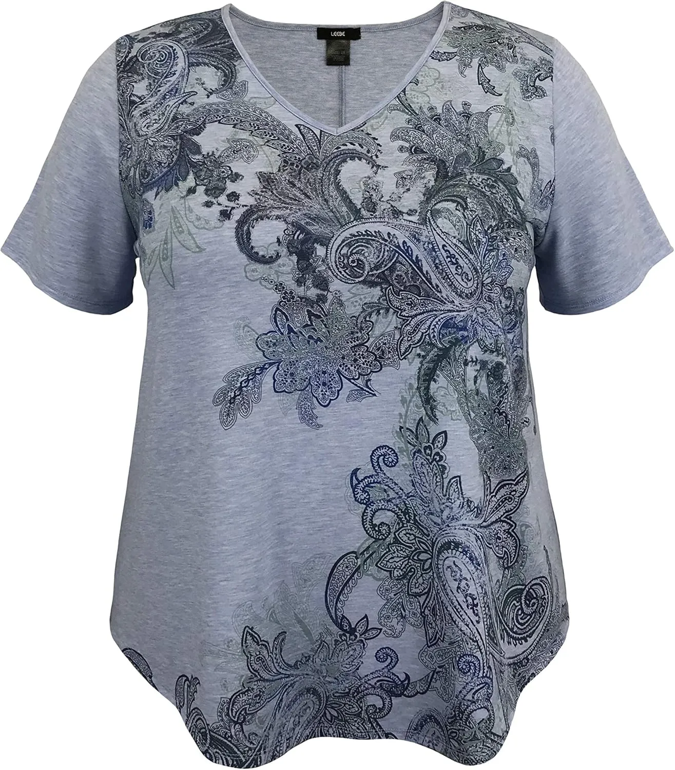LEEBE Women and Plus Size Short Sleeve Print Top II (Small-5X)
