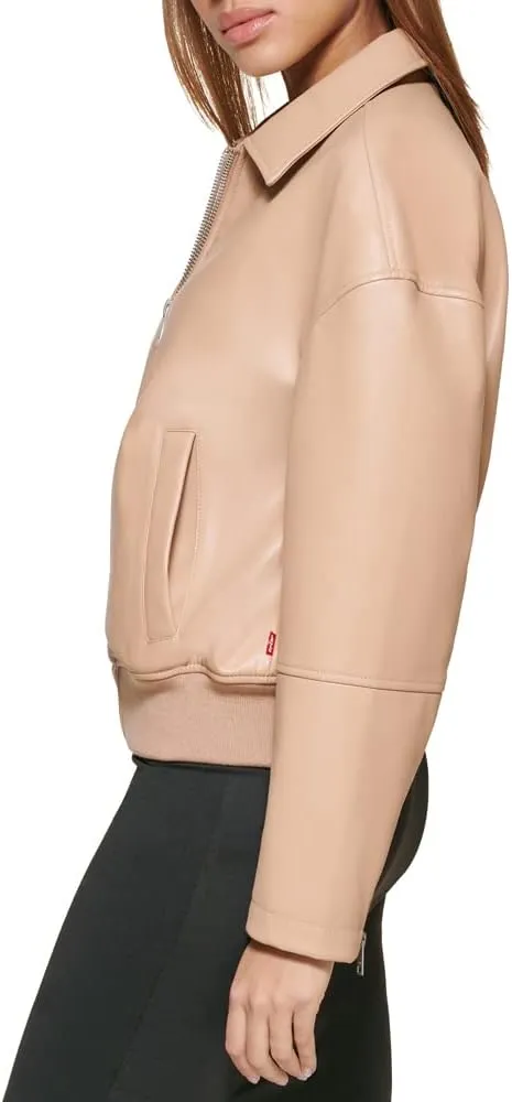 Levi's Women's Faux Leather Bomber with Laydown Collar