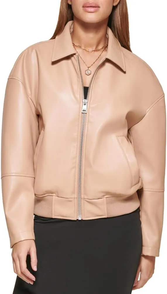 Levi's Women's Faux Leather Bomber with Laydown Collar