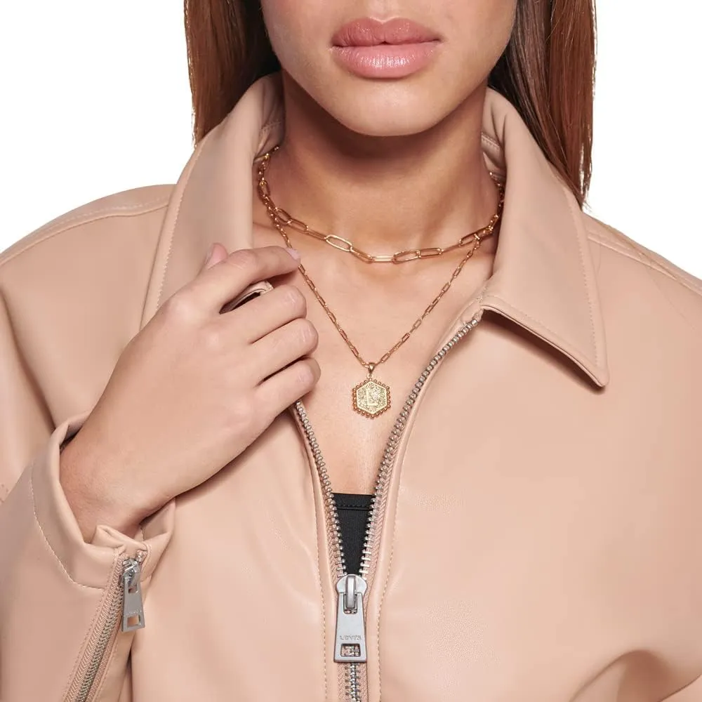 Levi's Women's Faux Leather Bomber with Laydown Collar