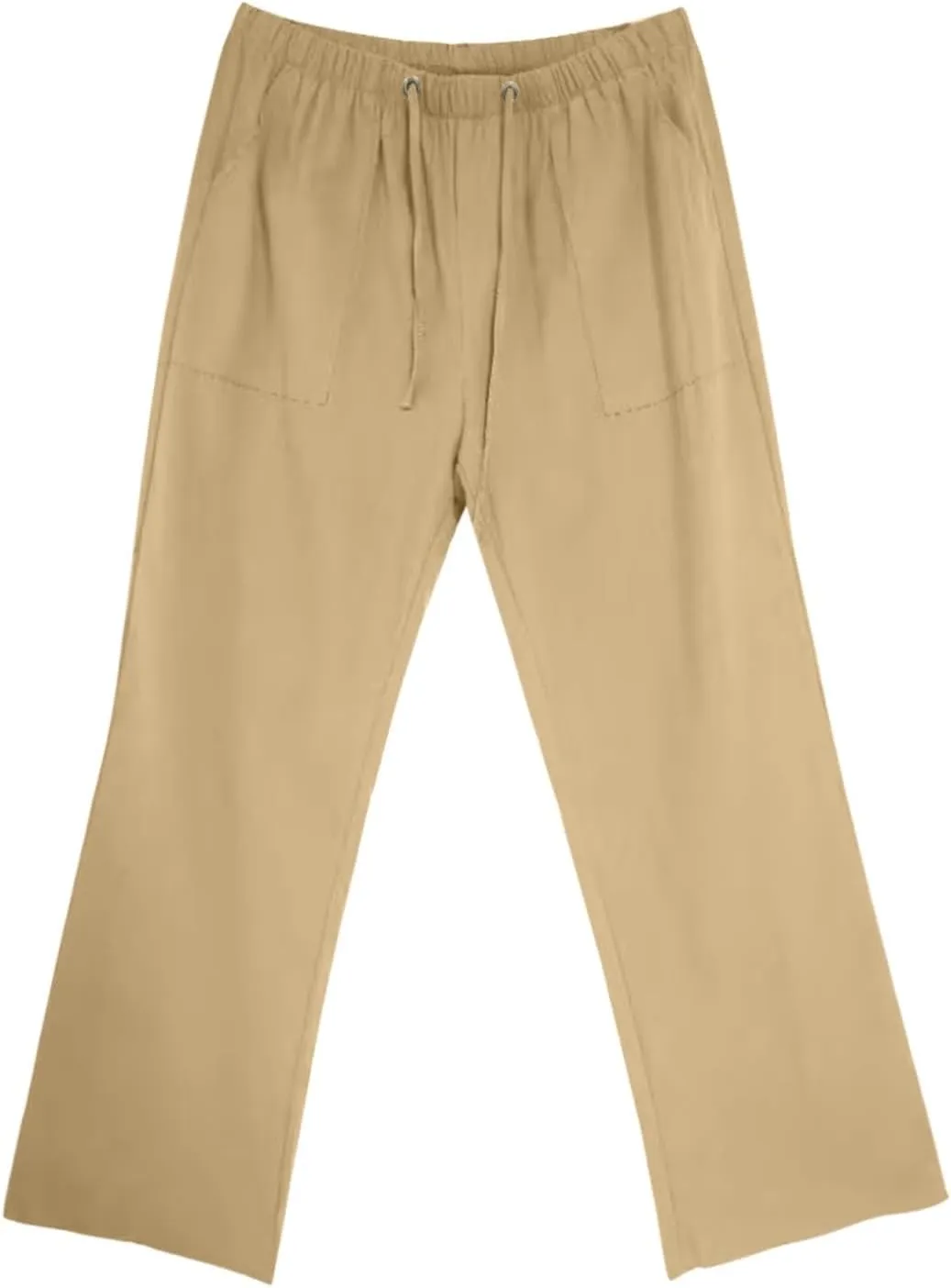 Linen Pants for Men Elastic Waist Lightweight Cotton Loose fit Pants with Pocket Casual Vacation Summer Trouser