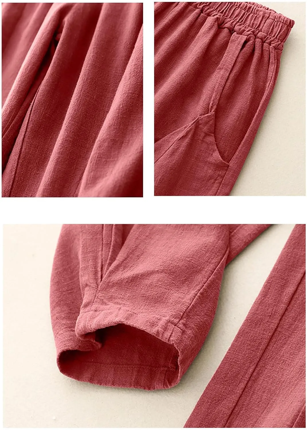 Linen Pants for Women Dressy Baggy Comfy Wide Leg Pants Summer High Waist Drawstring Lounge Trousers with Pockets 2025