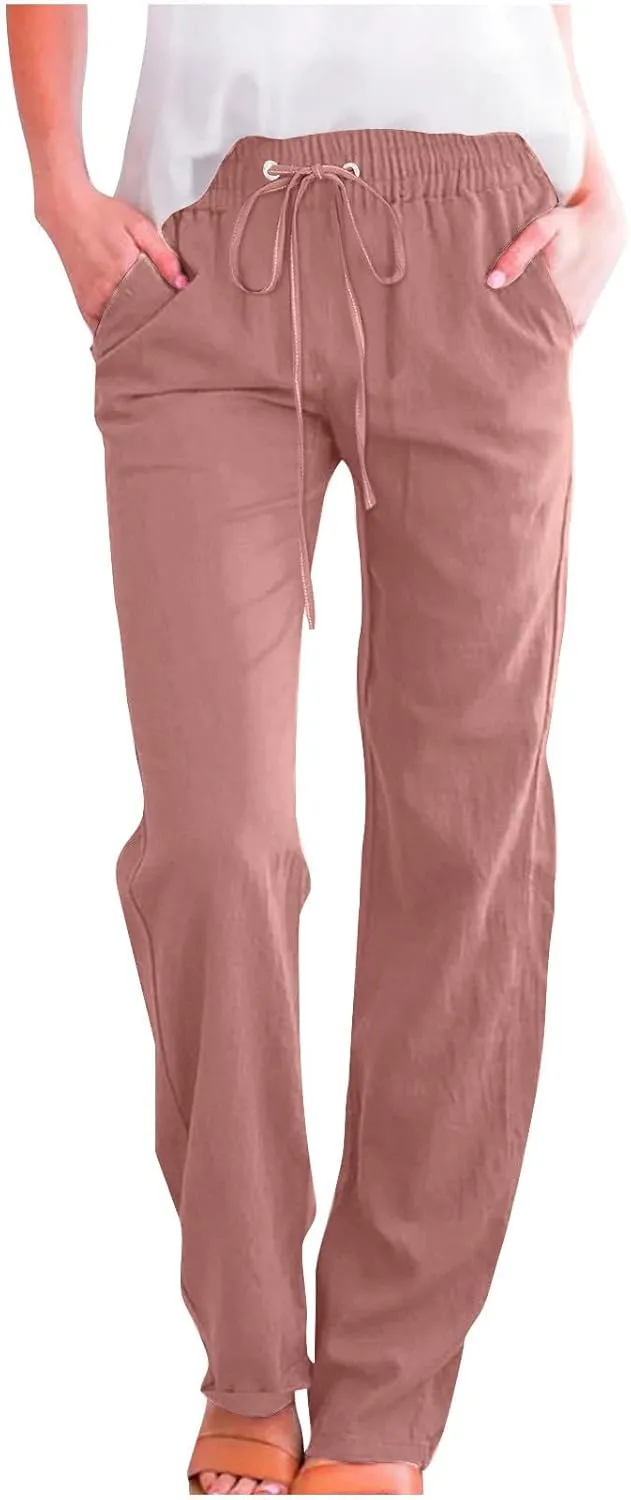 Linen Pants for Women Reduced, Linen Pants Women Plus Size Tall,Cotton Linen Beach Pants Women