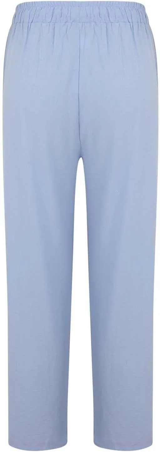 Linen Pants for Women Wide Leg Baggy Drawstring Elastic Waist Palazzo Trousers Summer Beach Pants with Pockets