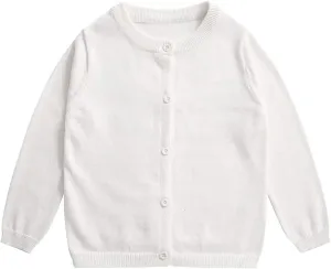 Little Girl Knit Cardigan Sweater - Toddler Button Down School Uniforms Cardigan
