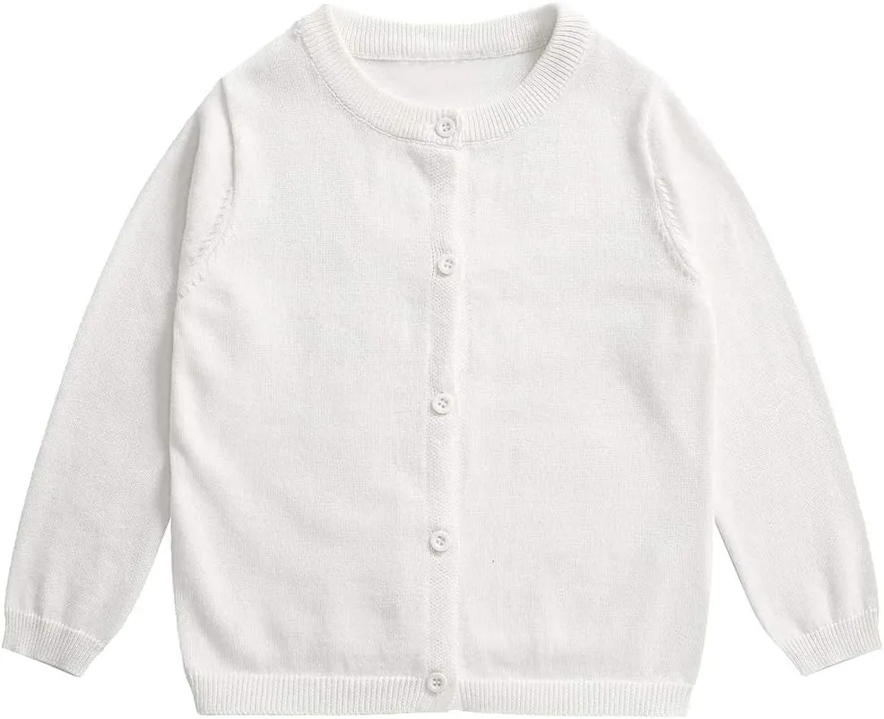Little Girl Knit Cardigan Sweater - Toddler Button Down School Uniforms Cardigan