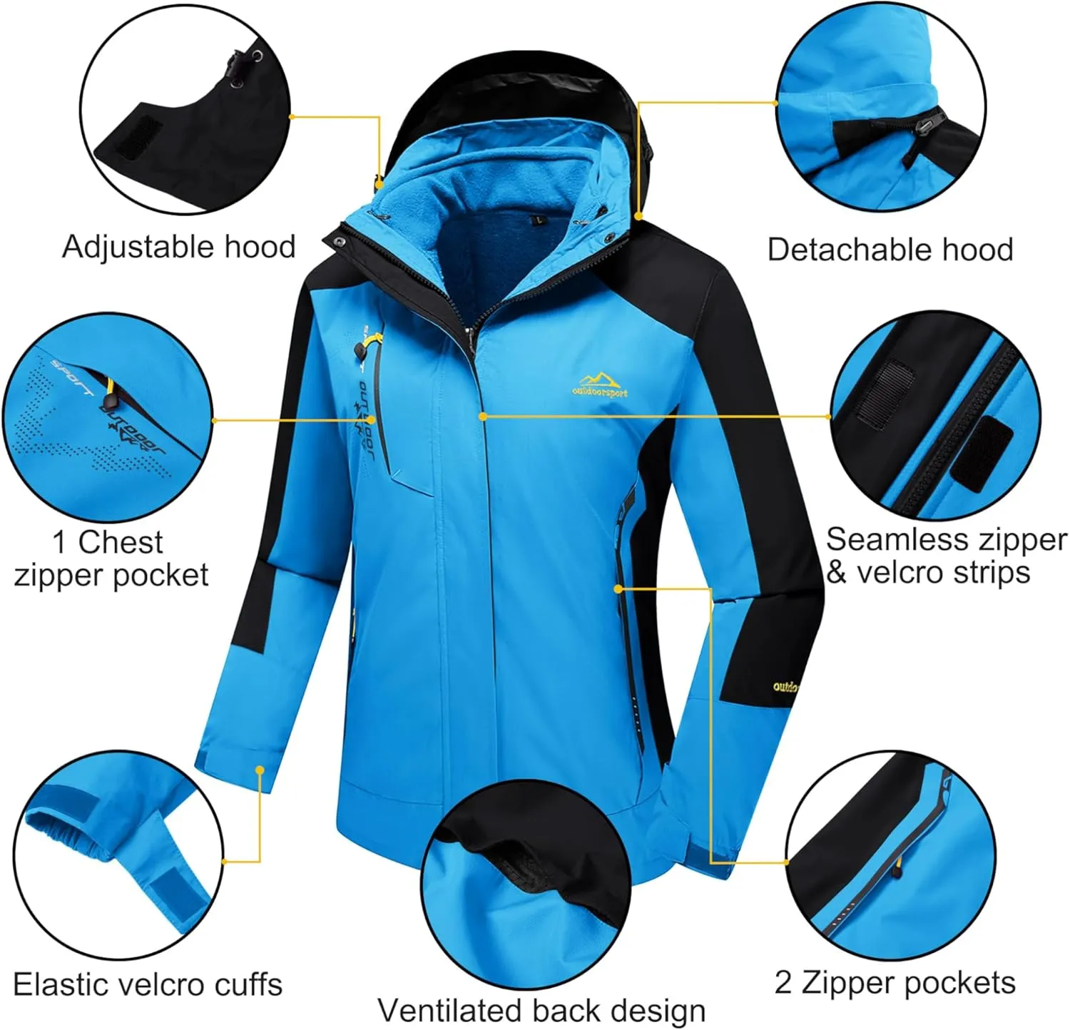 MAGCOMSEN Women's 3-in-1 Winter Coats Snow Ski Jacket Waterproof Windproof Fleece Lined Winter Jacket Parka