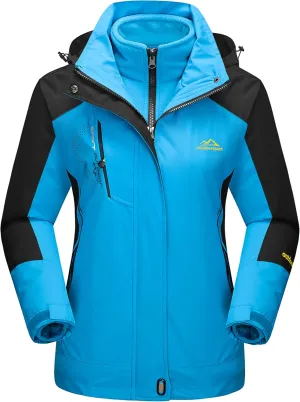 MAGCOMSEN Women's 3-in-1 Winter Coats Snow Ski Jacket Waterproof Windproof Fleece Lined Winter Jacket Parka