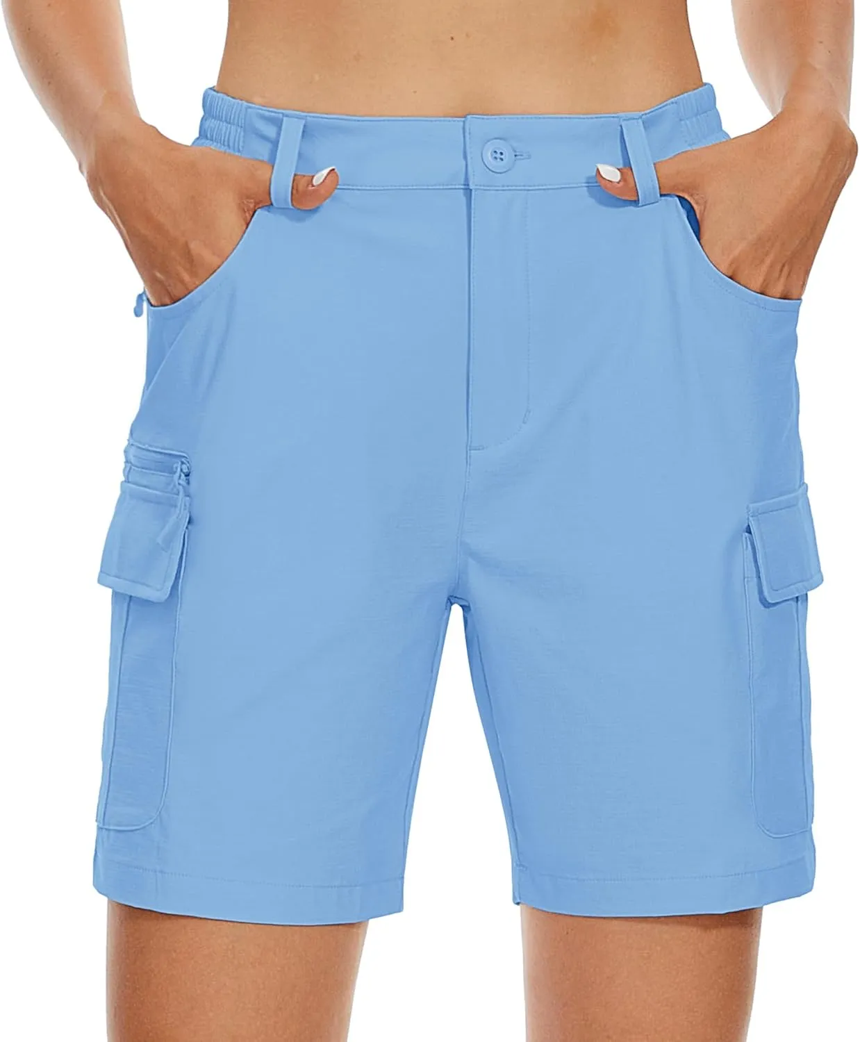 MAGCOMSEN Women's 7" Hiking Golf Shorts 6 Pockets Lightweight Quick Dry Outdoor Casual Cargo Shorts Water Resistant