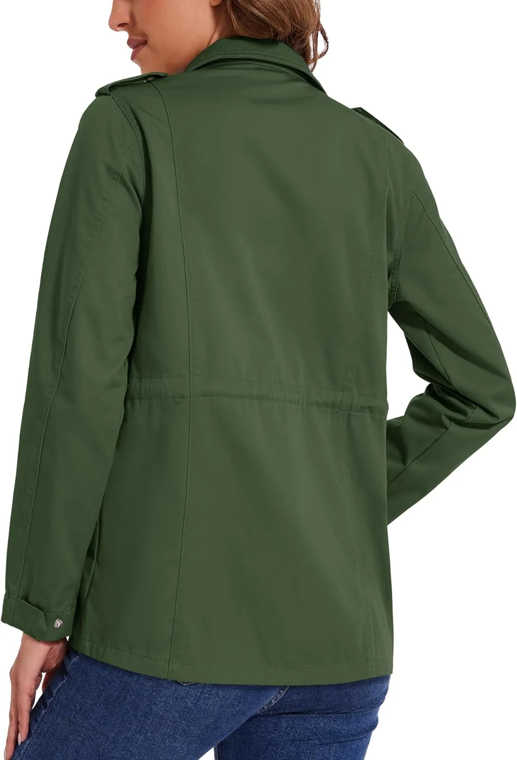 MAGCOMSEN Women's Utility Jackets Lightweight Anorak Drawstring Waist Zip Up Field Military Casual Coat with 4 Pockets
