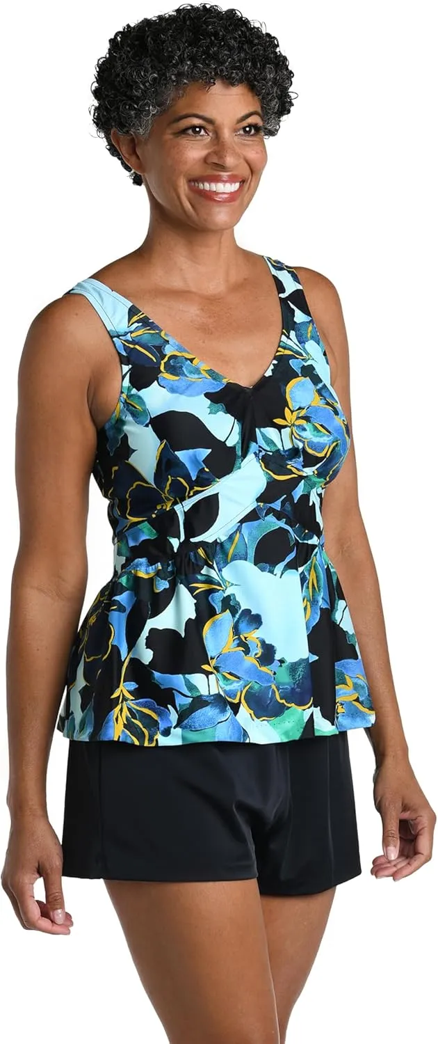 Maxine Of Hollywood Women's Over The Shoulder Empire Tankini Swimsuit Top