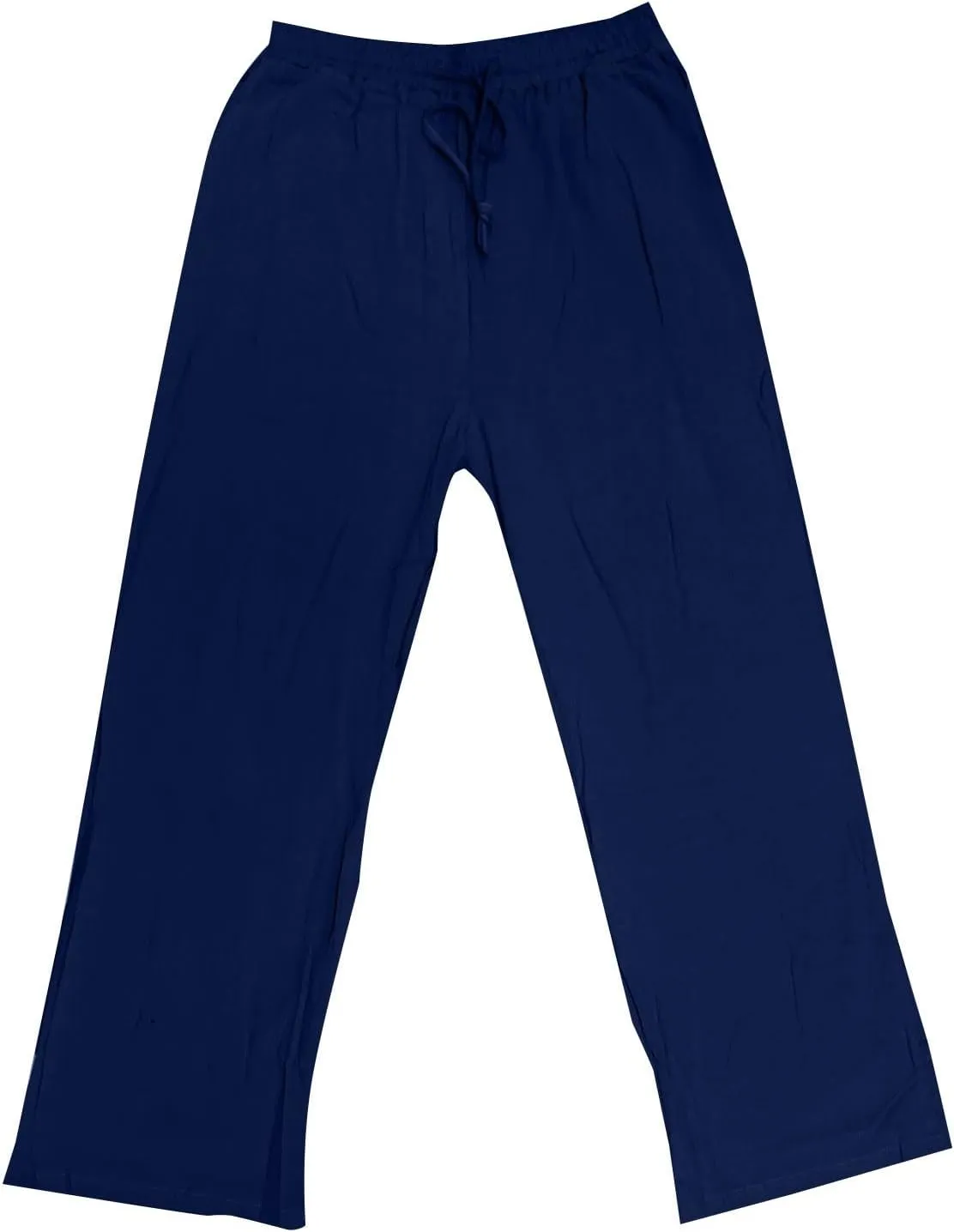 Men Linen Pants Plus Size Solid Beach Vacation Pants Drawstring Waist Lightweight Loose Slacks Summer Casual Trousers