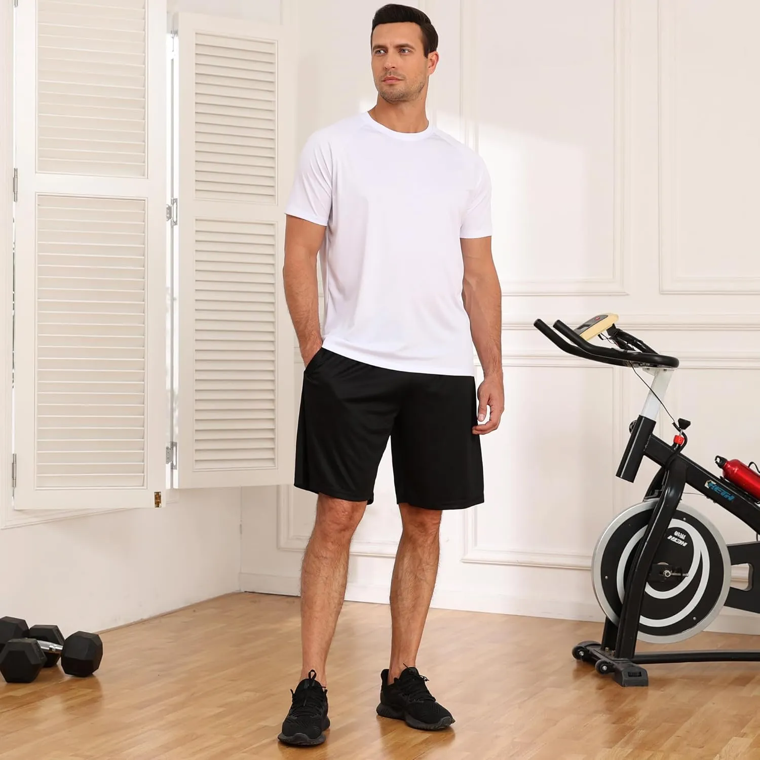 Mens 4-6 Pack Workout Gym Shorts Quick Dry Lightweight Athletic Basketball Running Shorts for Men with Pockets