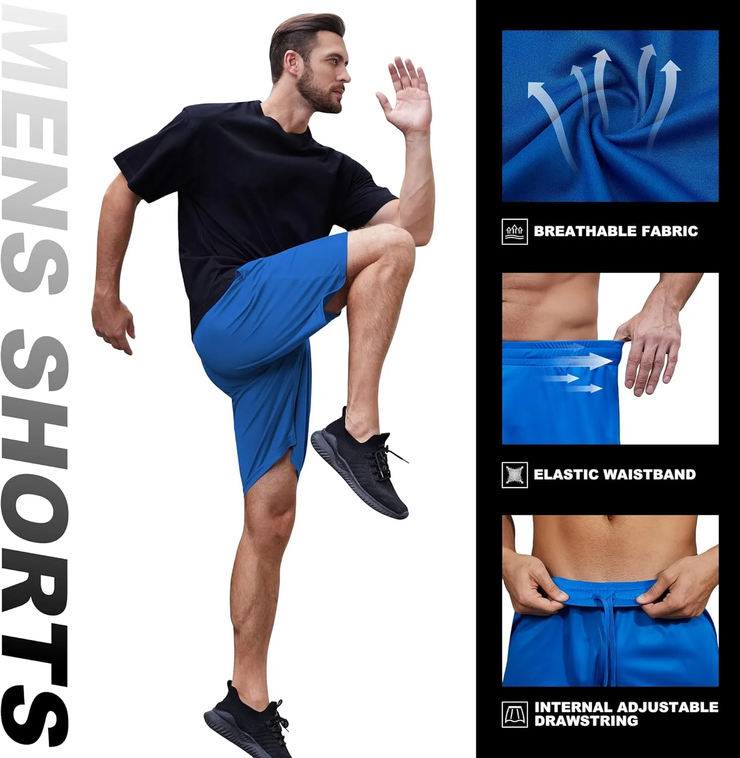 Mens 4-6 Pack Workout Gym Shorts Quick Dry Lightweight Athletic Basketball Running Shorts for Men with Pockets