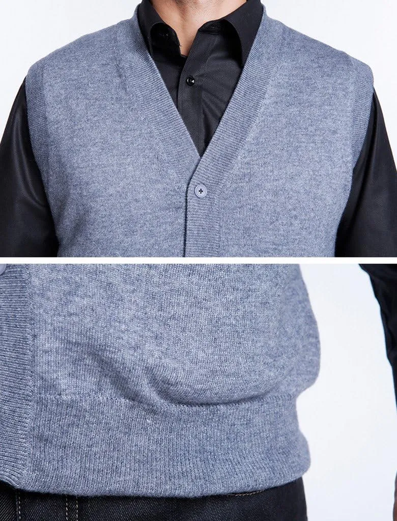 Men's Cashmere Sweater Vest with Pockets
