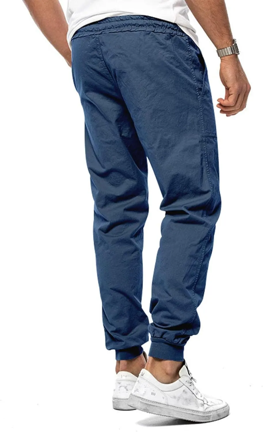 Mens Casual Pants Cotton Chino Cargo Pants for Hiking Outdoor Recreation Drawstring Sweatpants Twill Track Jogging for Men