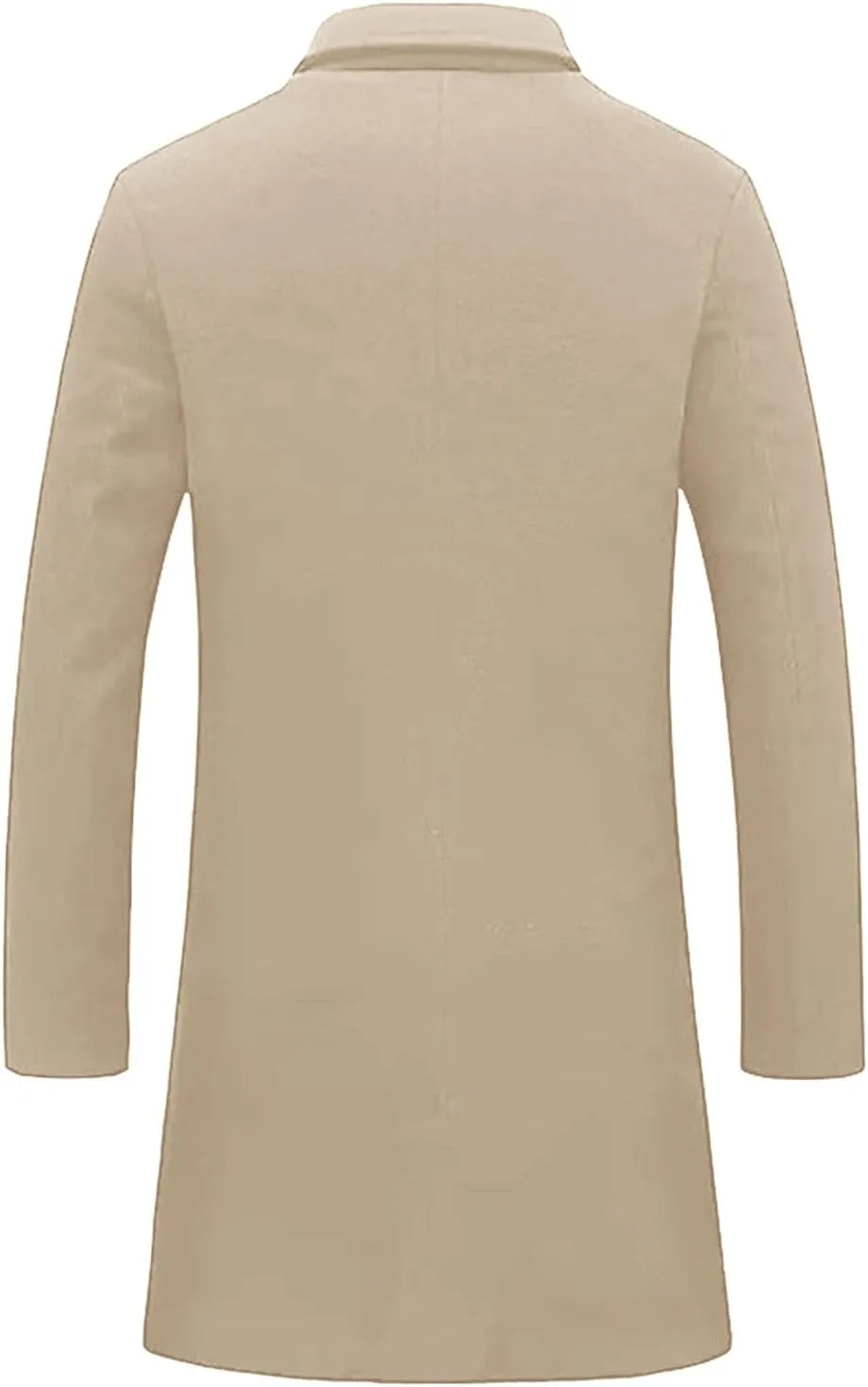 Men's Casual Trench Coat Vintage Breasted Coat Woolen Mid Length Trench Coat Slim Fit Spread Collar Long Sleeve Jacket