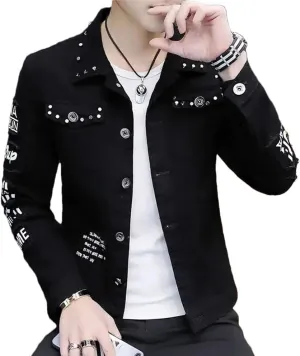 Men's Denim Jacket Short Rivet Slim Male Korea Jean Coats