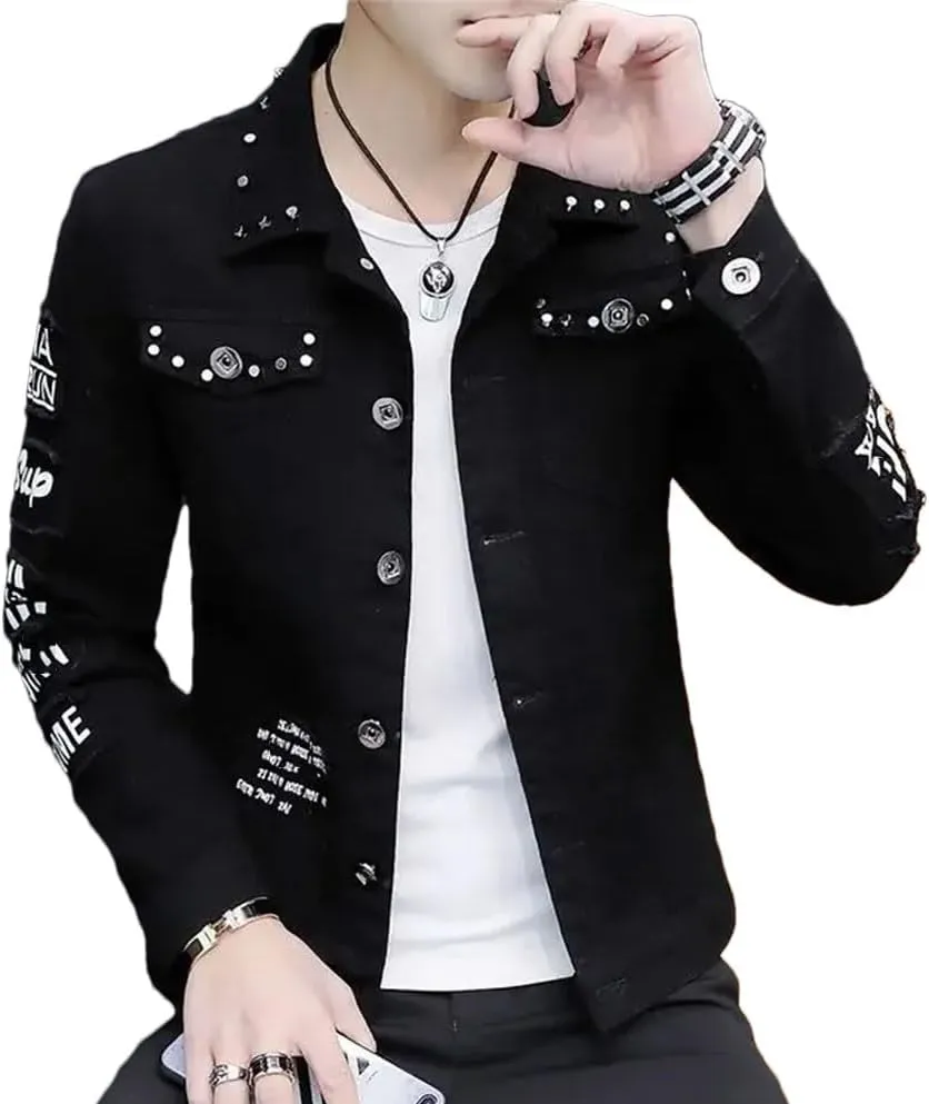 Men's Denim Jacket Short Rivet Slim Male Korea Jean Coats