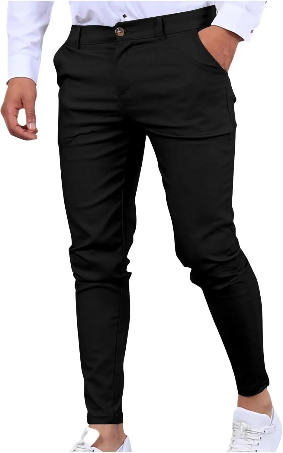 Men's Dress Pants Stretch Waist Business Casual Suit Pants Slim Fit Work Golf Pants with Pockets
