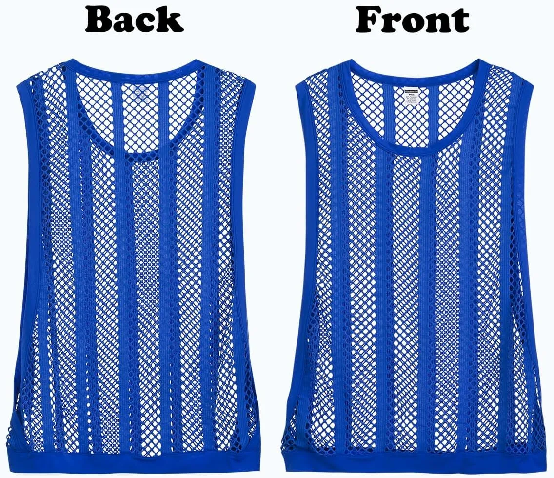 Mens Fishnet Tank Top Mesh Vest See Through Breathbale Sleeveless Shirts