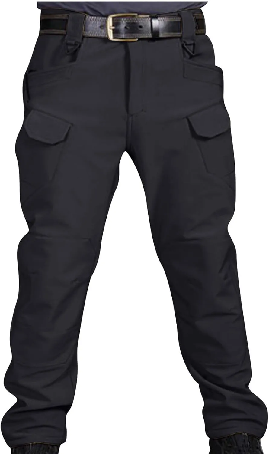 Mens Fleece Lined Tactical Hiking Pants Winter Warm Outdoor Multi Pockets Cargo Pants Army Training Combat Trousers