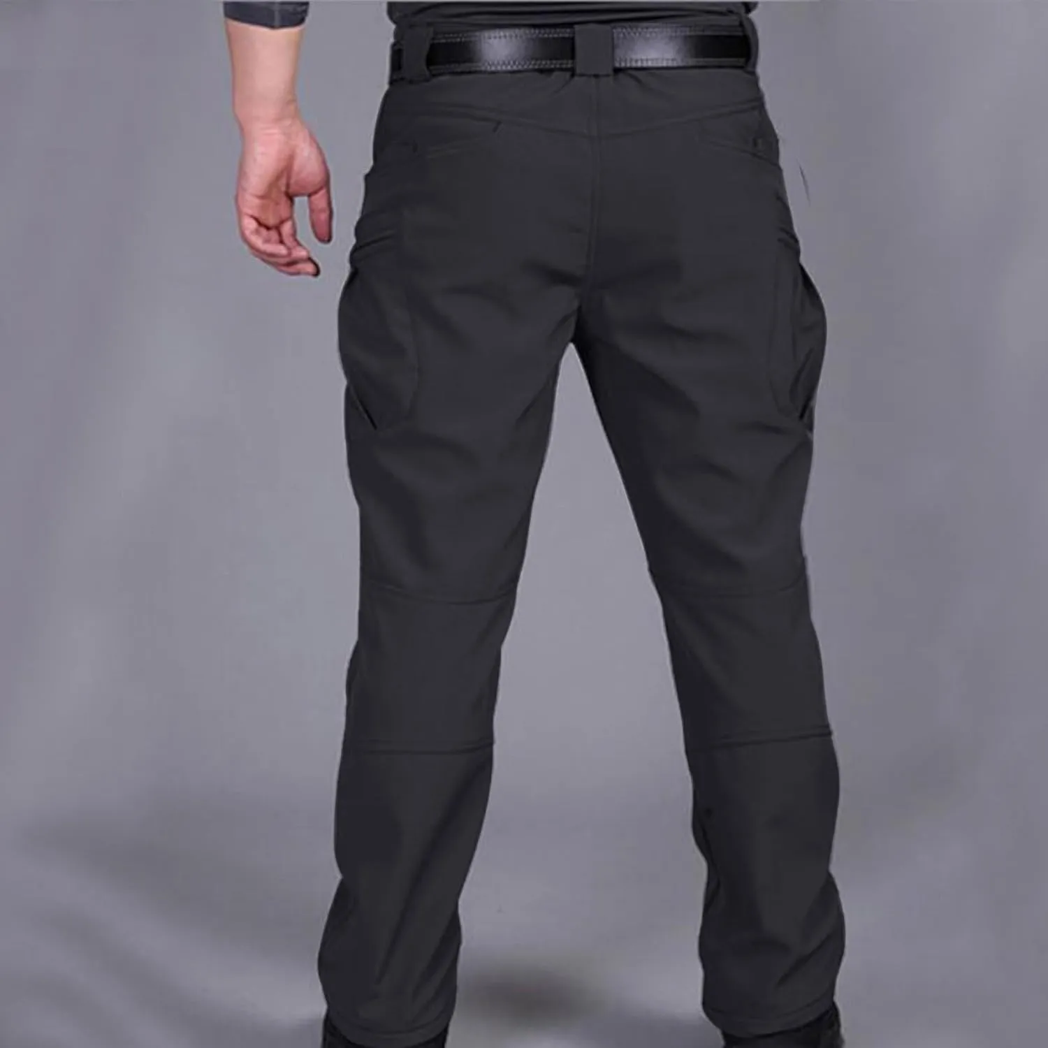 Mens Fleece Lined Tactical Hiking Pants Winter Warm Outdoor Multi Pockets Cargo Pants Army Training Combat Trousers