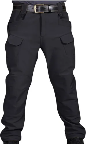 Mens Fleece Lined Tactical Hiking Pants Winter Warm Outdoor Multi Pockets Cargo Pants Army Training Combat Trousers
