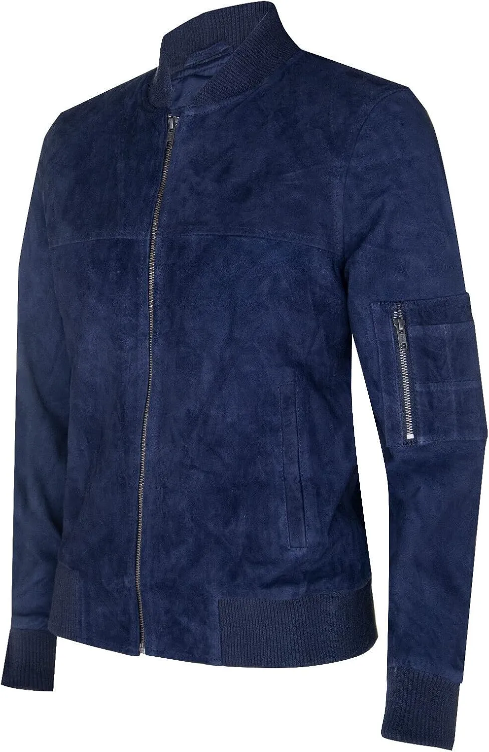Mens Goat Suede Bomber Jacket Real Genuine Leather MA-1 Varsity Retro