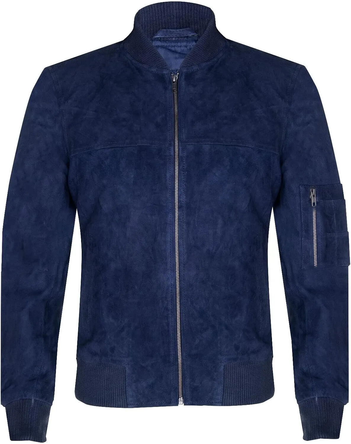 Mens Goat Suede Bomber Jacket Real Genuine Leather MA-1 Varsity Retro