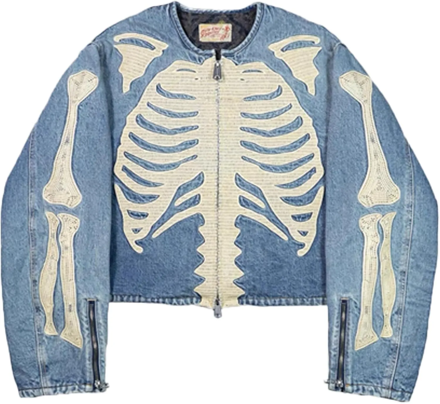 Men's High Street Washed Ripped Armor &Jeans Hip Hop Vintage Metal Button Down Jean Jacket For Unisex