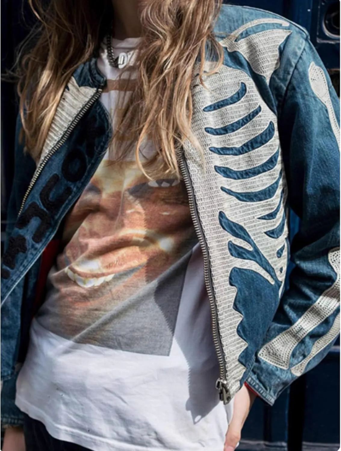Men's High Street Washed Ripped Armor &Jeans Hip Hop Vintage Metal Button Down Jean Jacket For Unisex
