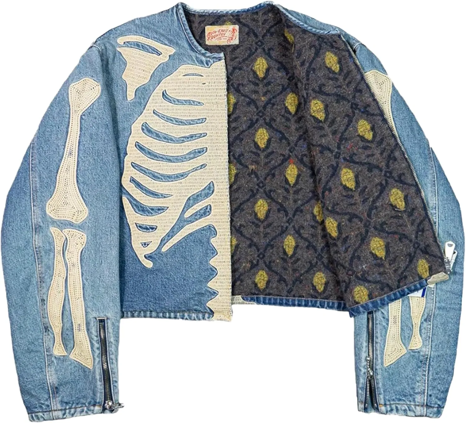 Men's High Street Washed Ripped Armor &Jeans Hip Hop Vintage Metal Button Down Jean Jacket For Unisex