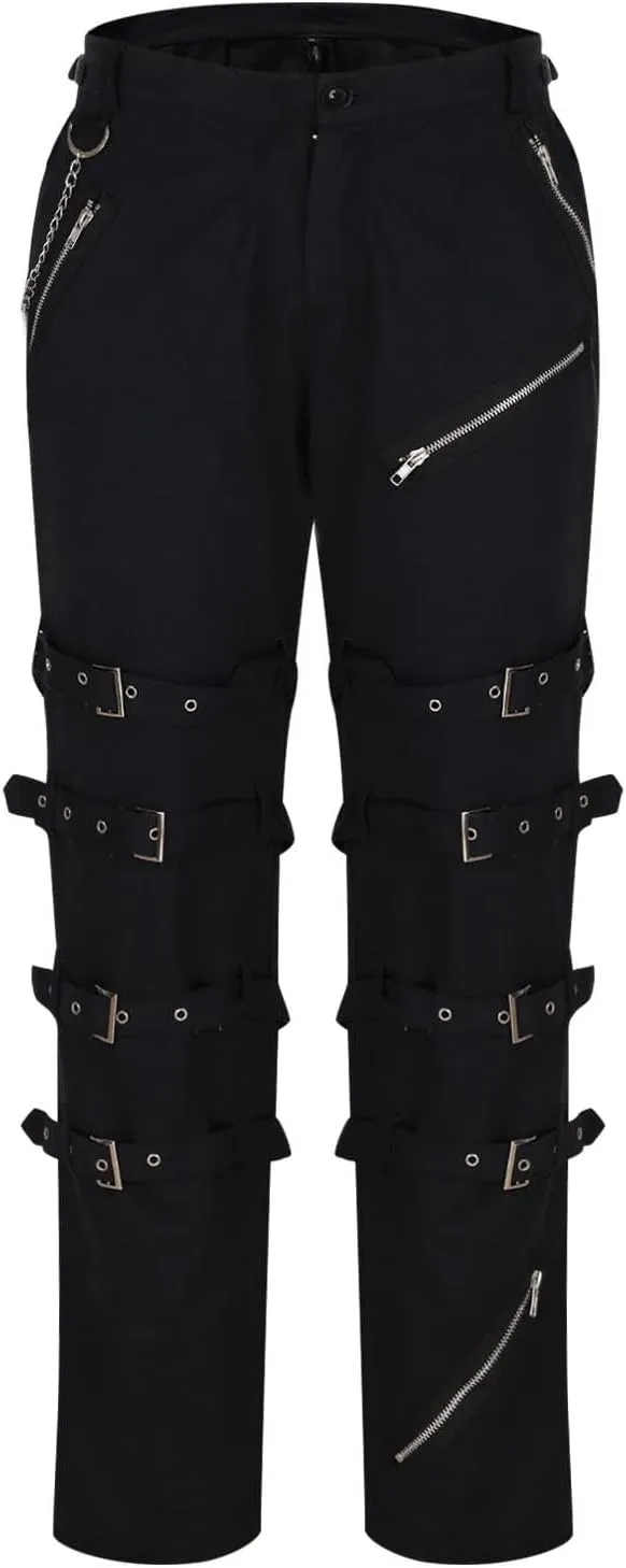 Men's Hiphop Rock Punk Gothic Pants Techwear Cargo Pants Chain Buckle Strap Goth Rave Harem Pants