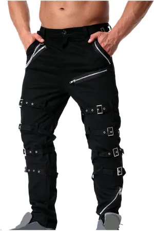 Men's Hiphop Rock Punk Gothic Pants Techwear Cargo Pants Chain Buckle Strap Goth Rave Harem Pants