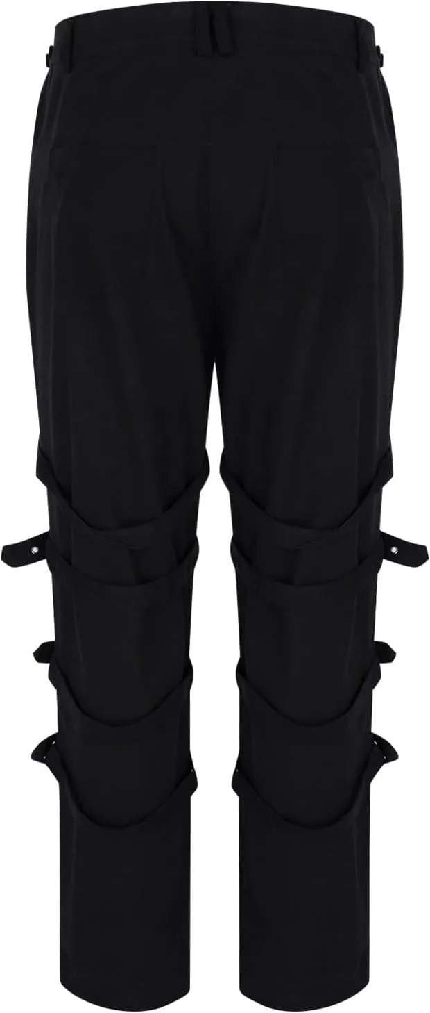 Men's Hiphop Rock Punk Gothic Pants Techwear Cargo Pants Chain Buckle Strap Goth Rave Harem Pants