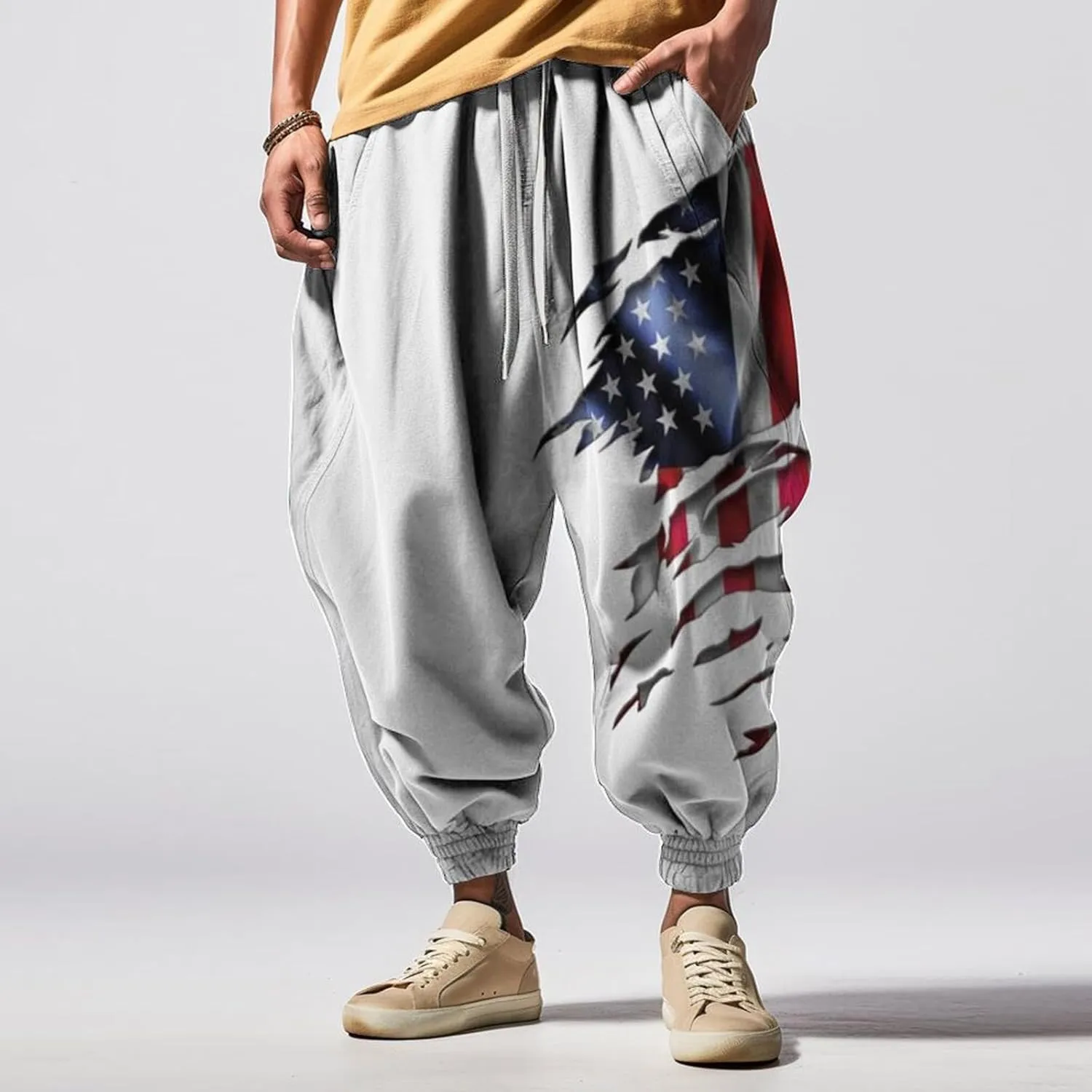 Mens Joggers Sweatpants Fashion Street Feel Casual Sweatpants Men Cotton Baggy Hippie Yoga Harem Pants Baggy