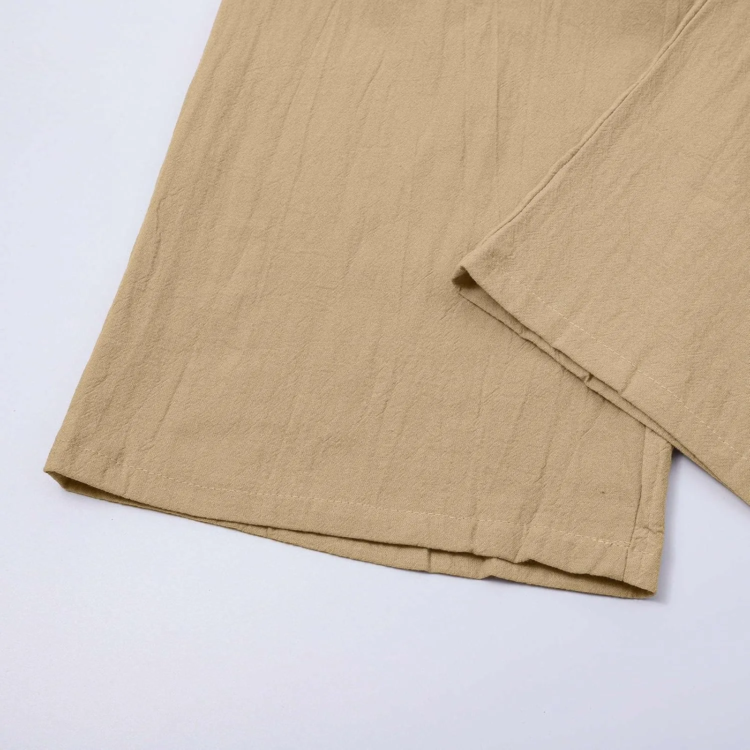 Men's Linen Cargo Pants Solid Casual Lightweight Pant with Multi Pockets Plus Size Drawstring Holiday Streetwear Big and Tall