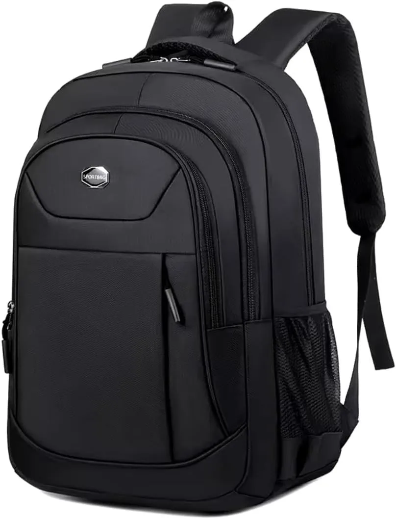 Men's Oxford Waterproof Backpack - Business Laptop Bag, Leisure Travel Rucksack, High School and College Student Backpack (Black)