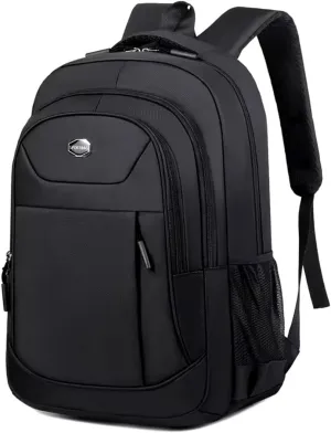 Men's Oxford Waterproof Backpack - Business Laptop Bag, Leisure Travel Rucksack, High School and College Student Backpack (Black)