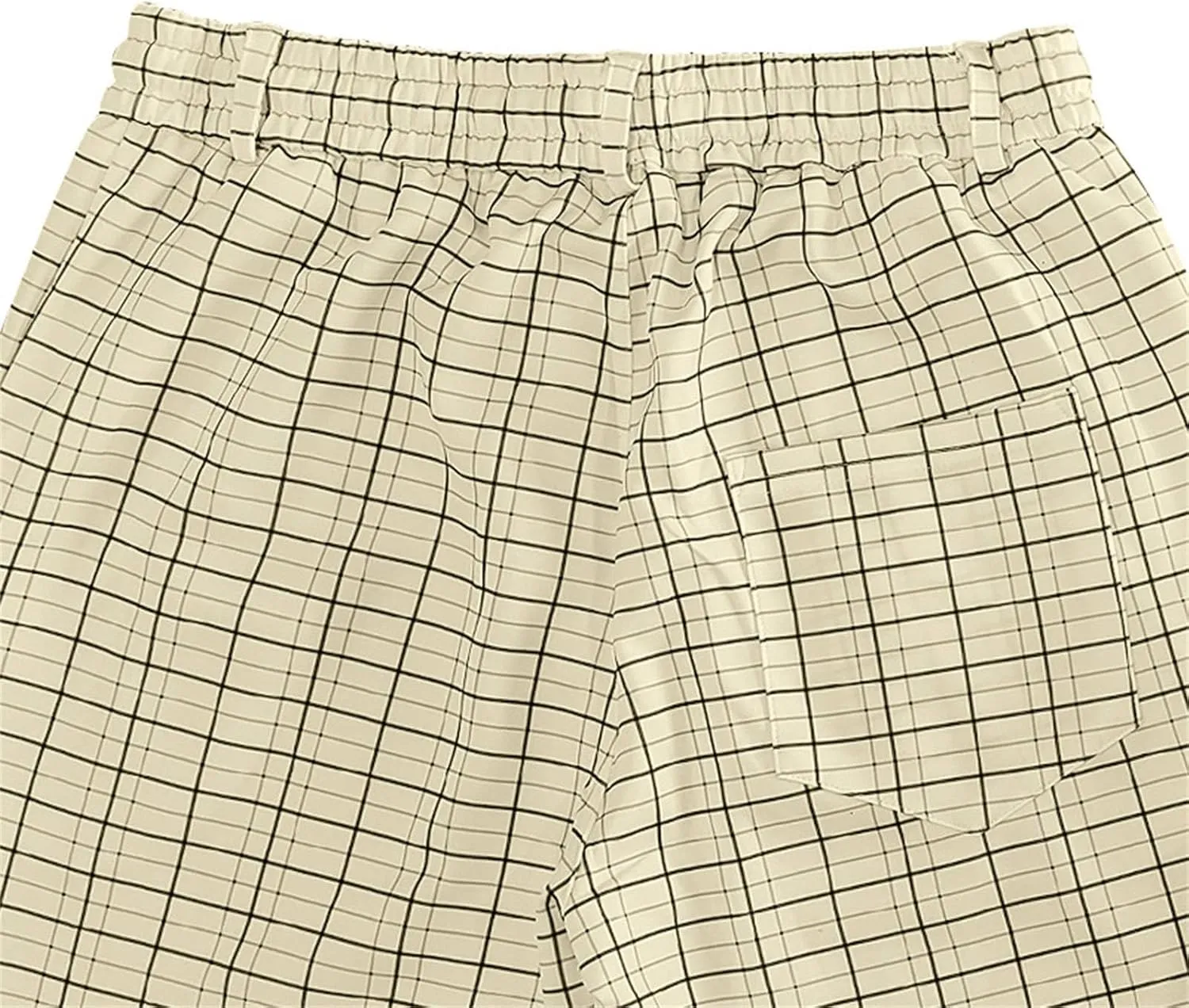 Mens Plaid Pants Straight Leg Casual Pants Open Bottom Fashion Sweatpants Loose Drawstring Waist Trousers for Summer