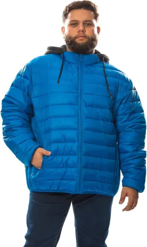 Men's Plus Size Puffer Jacket  Lightweight Hooded Insulated Winter Coat, Windproof, Zipper Down Jacket, Warm & Durable