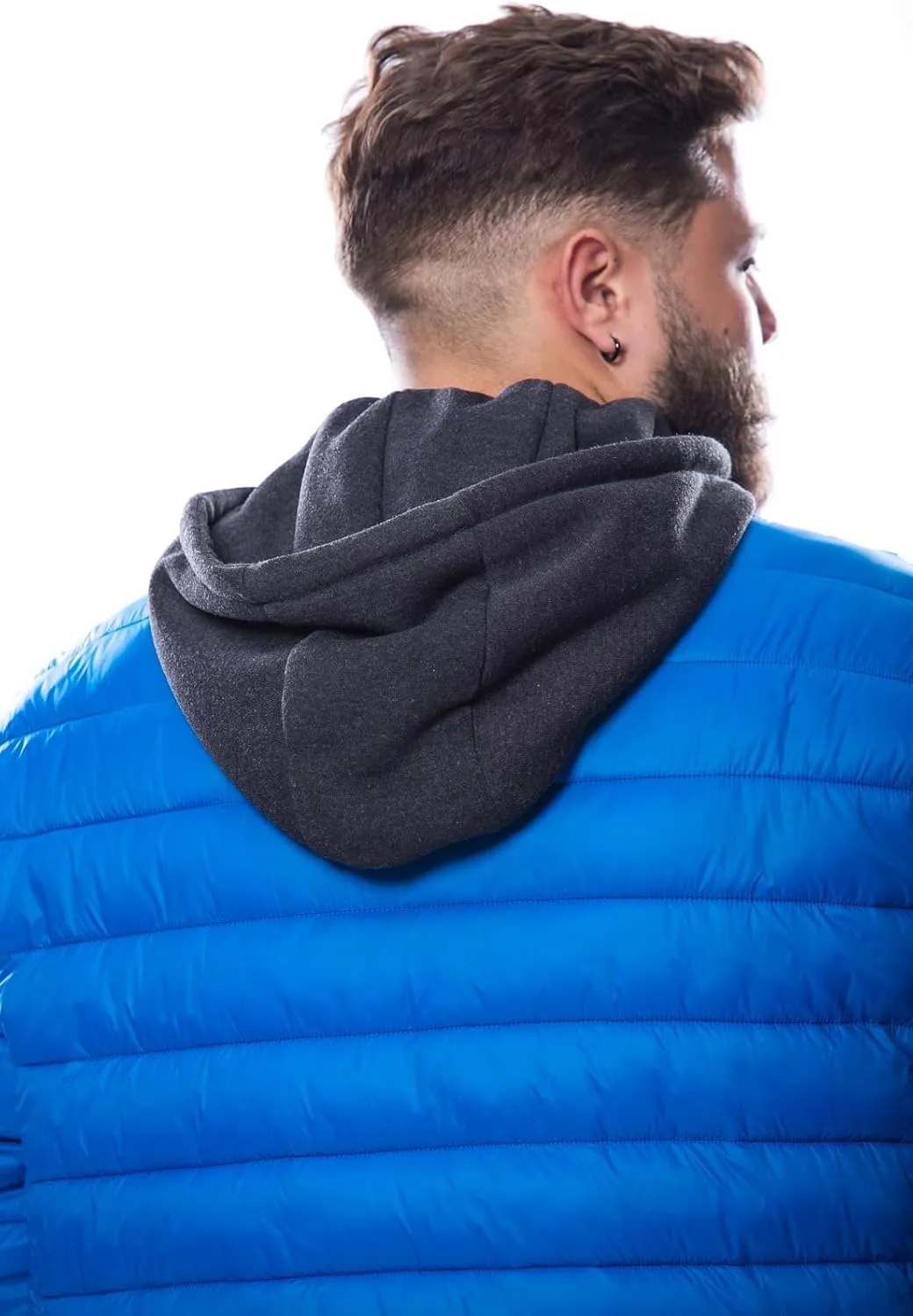 Men's Plus Size Puffer Jacket  Lightweight Hooded Insulated Winter Coat, Windproof, Zipper Down Jacket, Warm & Durable