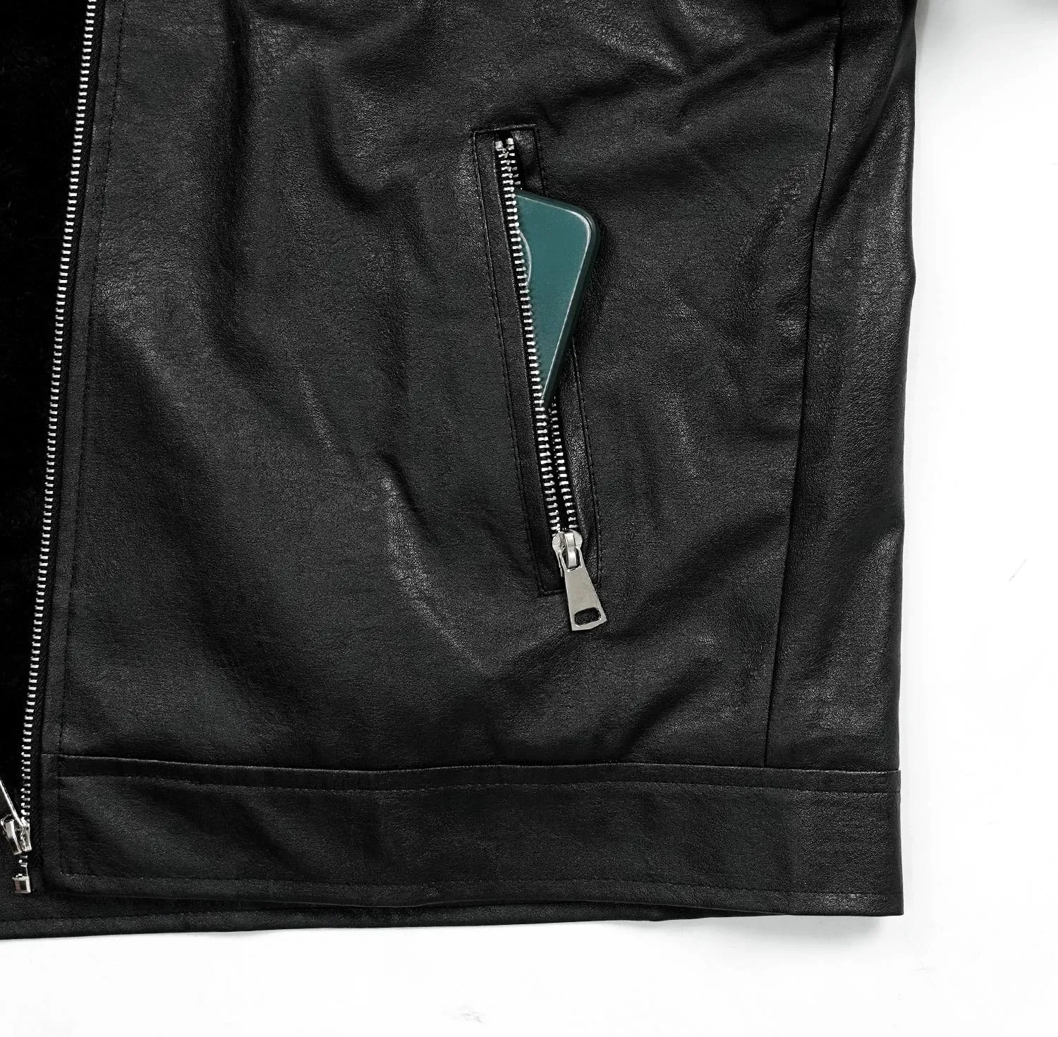 Men's PU Leather Motorcycle Jacket Winter Moto Clothing Fashion Warm Overcoat