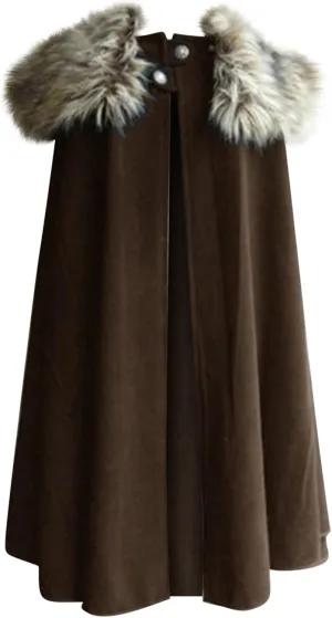Mens Renaissance Cloak with Fur Collar Gothic Cape Halloween Cosplay Costumes Steampunk Cape Victorian Cloak