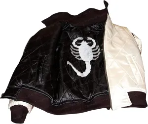 Mens Scorpio Logo Embroidered Quilted Lightweight Satin Bomber Jacket