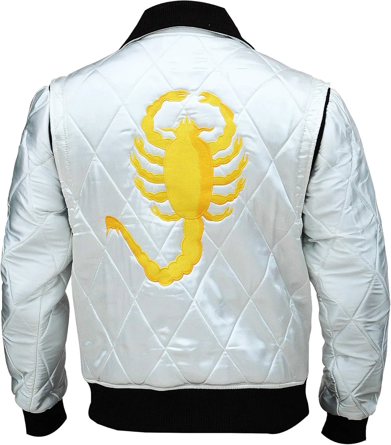 Mens Scorpio Logo Embroidered Quilted Lightweight Satin Bomber Jacket
